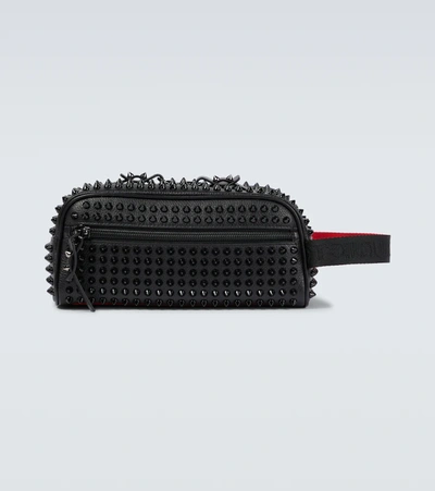 Christian Louboutin Blaster Leather Washbag In Black/black/black/multi