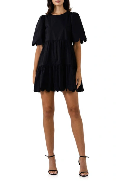 English Factory Scallop Minidress In Black