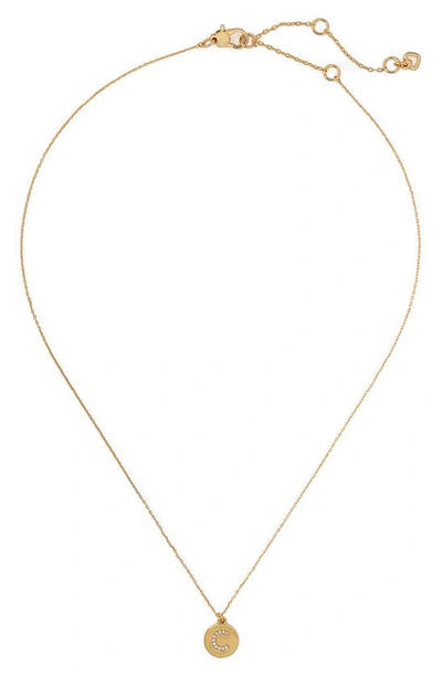 Kate Spade Pavé Mini Initial Pendant Necklace In Clear/ Gold C