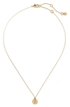 Kate Spade Pavé Mini Initial Pendant Necklace In Clear/ Gold R