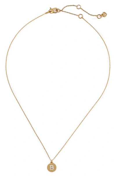 Kate Spade Pavé Mini Initial Pendant Necklace In Clear/ Gold B