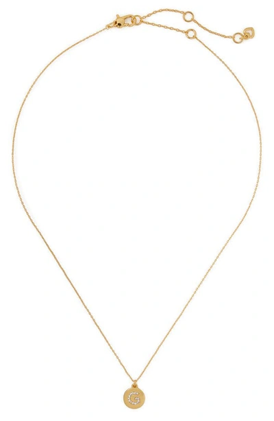 Kate Spade Pavé Mini Initial Pendant Necklace In Clear/ Gold G