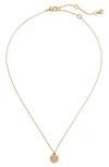 Kate Spade Pavé Mini Initial Pendant Necklace In Clear/ Gold M