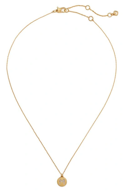 Kate Spade Pavé Mini Initial Pendant Necklace In Clear/ Gold M