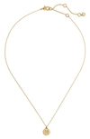 Kate Spade Pavé Mini Initial Pendant Necklace In Clear/ Gold N