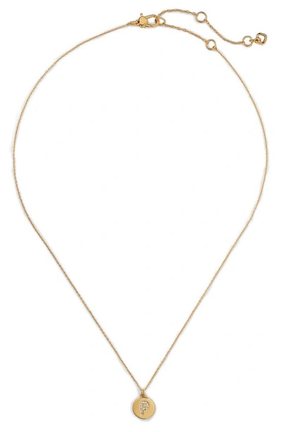Kate Spade Pavé Mini Initial Pendant Necklace In Clear/ Gold P