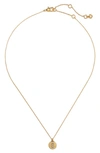 Kate Spade Pavé Mini Initial Pendant Necklace In Clear/ Gold S
