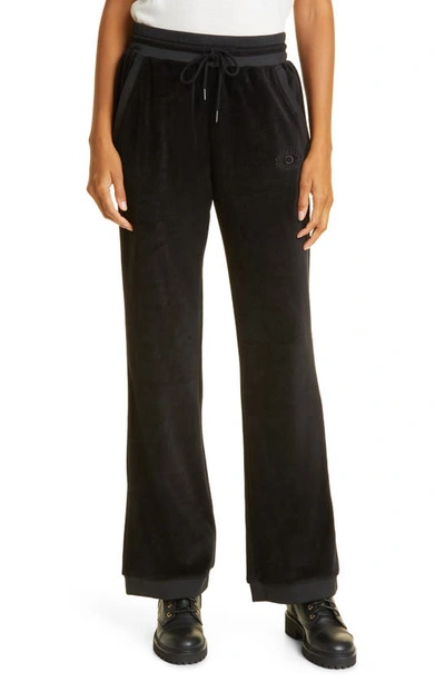 Nicole Miller Cotton Velour Flare Trousers In Black