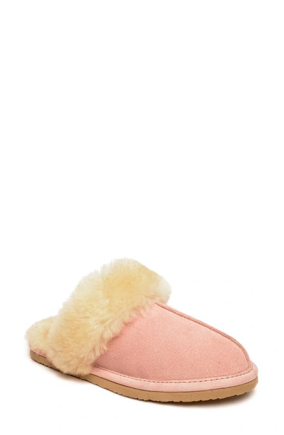 Minnetonka Genuine Sheepskin Slipper In Pink Blush