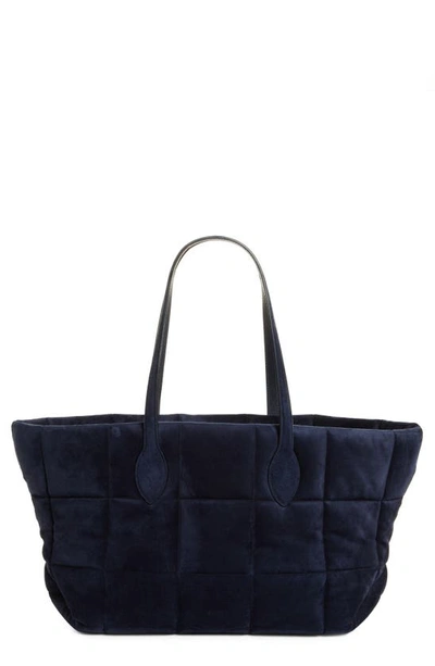 Khaite Florence Quilted Patent Leather Tote In Navy