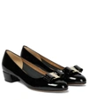 Ferragamo Vara Patent Leather Ballet Flats In Nero