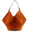 Khaite Medium Lotus Suede Tote Bag In Caramel
