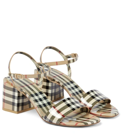 Burberry Vintage Check Patent Sandal In Beige