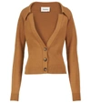 Nanushka Jodi Rib-trimmed Knitted Cardigan In Camel