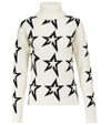 Perfect Moment Star Dust Intarsia Merino Wool Turtleneck Sweater In Snow White/black Star