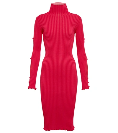 Bottega Veneta Lightweight Rib Knit Dancer Dress Lollipop In Red