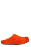 Marni Orange Long Hair Calfskin Fussbett Sabot