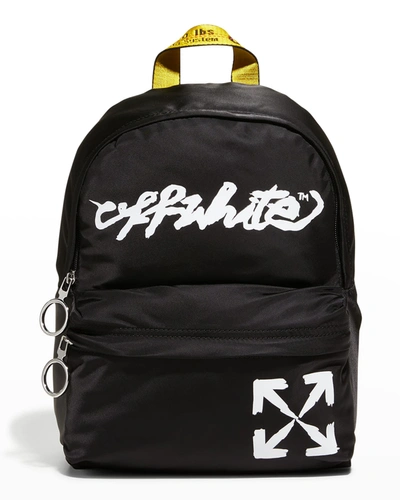 Off-white Kids' Boy's Logo Arrow-print Backpack In Black