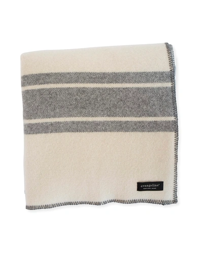 Evangeline Linens A Frame Merino Wool Blanket, Classic Gray In Classic Grey