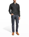 Neiman Marcus Men's Wool-cashmere 1/4-zip Sweater In Dk Grey