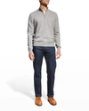 Neiman Marcus Men's Wool-cashmere 1/4-zip Sweater In Lt Grey