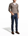 Neiman Marcus Men's Extra Lightweight Wool-cashmere V-neck Sweater In Brown