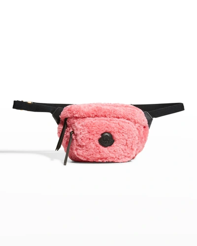 Moncler Felicie Faux Shearling Belt Bag In Pink