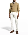 Neiman Marcus Men's Wool-cashmere 1/4-zip Sweater In Lt Olive