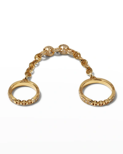 Hoorsenbuhs 3mm Bonded Ring With Pave 5mm Links In 18k Yellow Gold