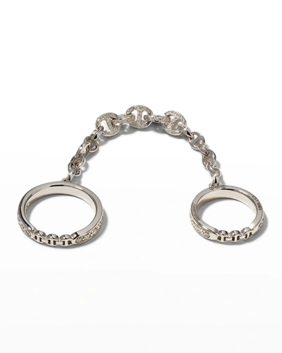 Hoorsenbuhs 3mm Bonded Ring With Pave 5mm Links In 18k White Gold