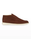 Loro Piana Polacchino Suede Slip-on Chukka Boots In Green Pattern