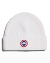 Canada Goose Men's Arctic Rib-knit Wool Beanie Hat In White - Blanc