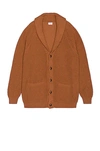Ghiaia Cashmere Marinaio Shall Collar Cardigan In Tobacco