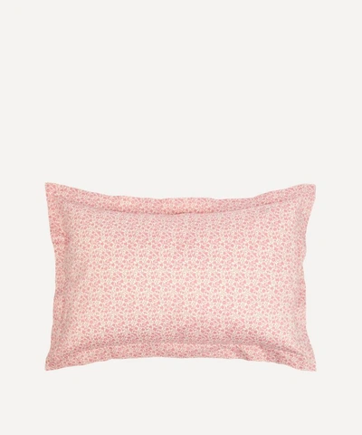 Coco & Wolf Floral Stencil Stitch Edge Oblong Cushion In Pink