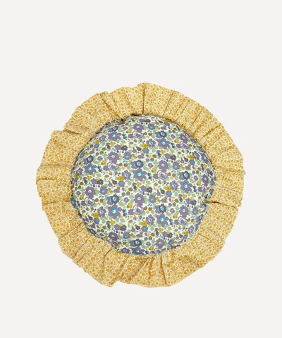 Coco & Wolf Floral Stencil And Betsy Organic Frill Edge Circle Cushion In Assorted