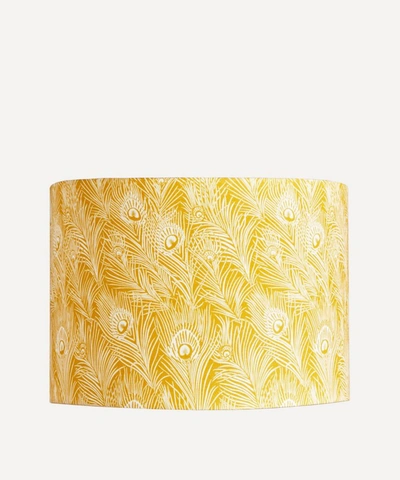 Pooky Hera Plume Drum Rolled Lampshade In Mustard