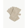 Johnstons Womens Natural Ribbed Fingerless Cashmere Gloves
