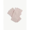 Johnstons Womens Blush Ribbed Fingerless Cashmere Gloves