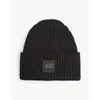 Ugg Logo-patch Knitted Beanie Hat In Black
