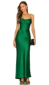 Alice And Olivia Montana Cowl Neck Slip Gown In Deep Emerald