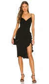More To Come Natasha Ruffle Midi Dress In 黑色