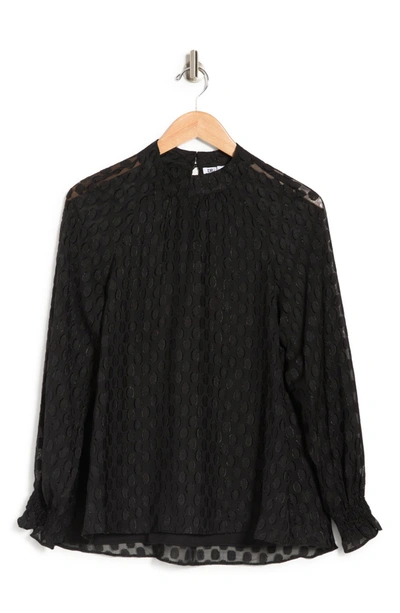 Daniel Rainn Long Sleeve Swiss Dot Blouse In A935 Black