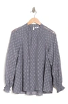 Daniel Rainn Long Sleeve Swiss Dot Blouse In A935 Slate Grey