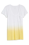 Caslon ® Rounded V-neck T-shirt In Yellow Citron Ombre