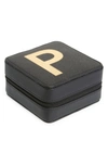 Nordstrom Initial Square Jewelry Box In P- Black- Gold