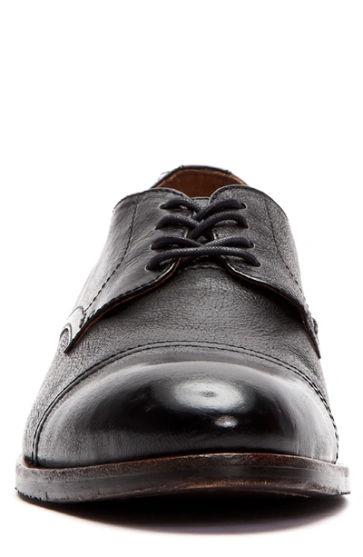 Frye Grant Lace Up Almond Toe Oxford In Black Leather