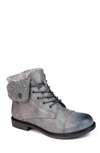 Cliffs By White Mountain Duena Faux Shearling Lined Lace-up Boot In Lt Gry/burn/fab/fleece