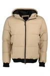 Noize Gunnar Hooded Puffer Bomber Jacket In Sand