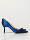 Manolo Blahnik Hangisi 50 Swarovski Crystal-embellished Satin Courts In Royal Blue