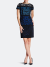 Shani Colorblocked Laser Cutting Dress In Blue